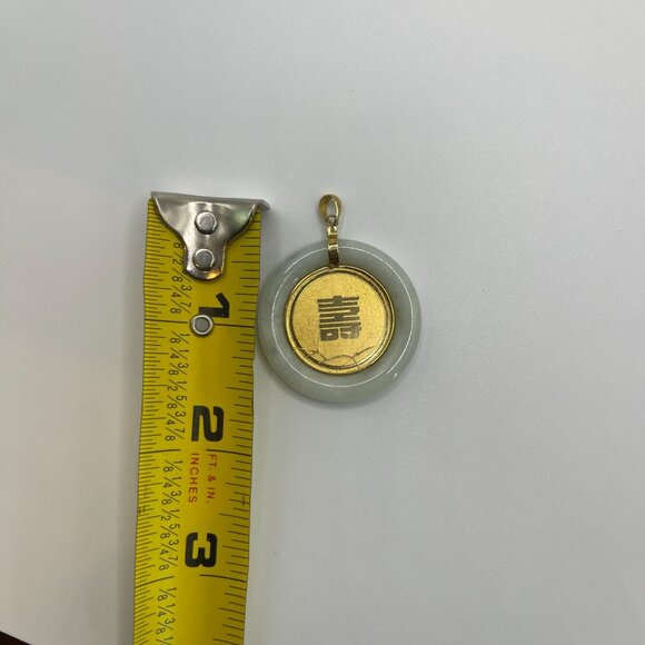 14K Yellow Gold & Green medallion Jade Pendant With Dragon Design read - Picture 9 of 10